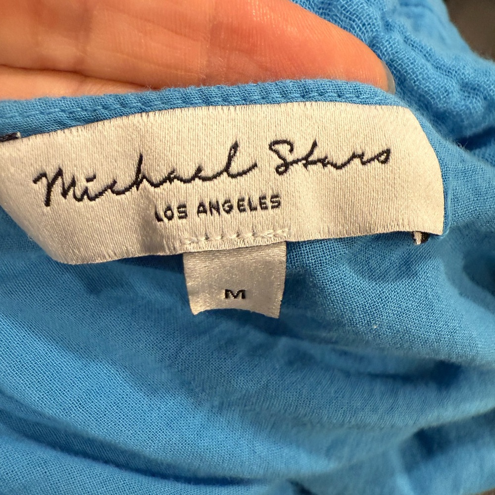 Michael Stars Josephine Blue Sleeveless Cotton Gauze Mini Above the Knee Dress - Picture 9 of 14